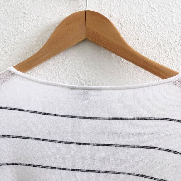 EILEEN FISHER White Tencel Blend Striped Long Sleeve Pullover Sweater Small Size - Picture 4 of 10